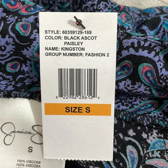 NWT Jessica Simpson Black Paisley Wide Leg Pants S - Picture 16 of 16